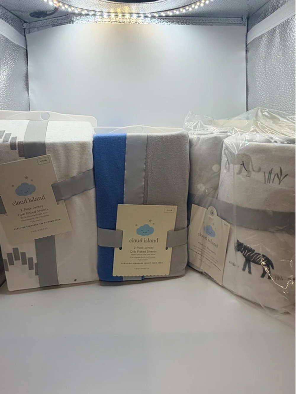 Cloud Island bundle 2 packs fitted Crib sheets and 100% cotton Flannel Blankets